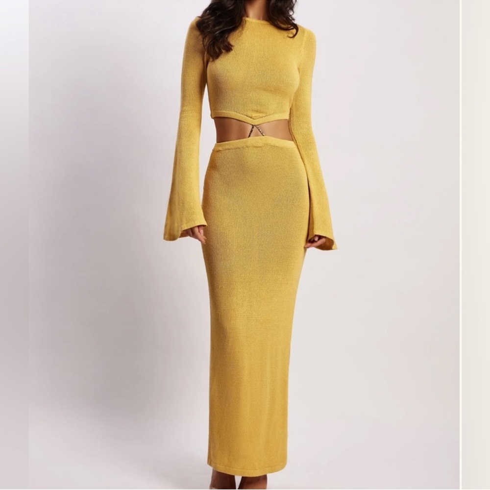Meshki Anna Flare Sleeve Knit Dress - Yellow